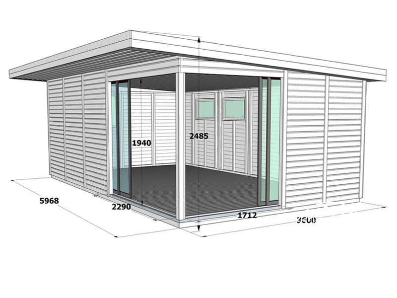 Hytte i tre, Locarno, 6x3,64x2,49m, 21,8m², Naturlig