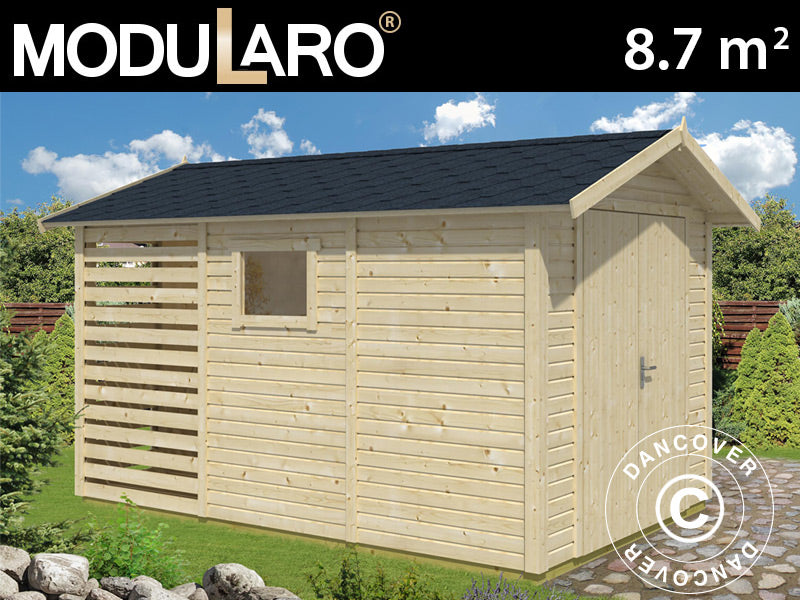 Redskapsbod i tre Lojo i tre,2,4x3,64x2,64m, 8,7m², Naturlig