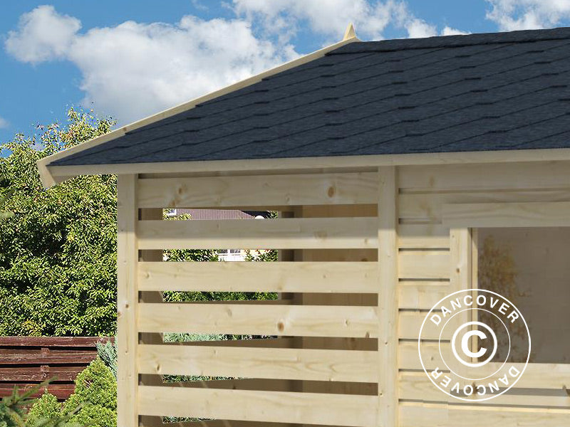 Redskapsbod i tre Lojo i tre,2,4x3,64x2,64m, 8,7m², Naturlig