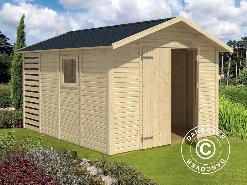 Redskapsbod i tre Lojo i tre, 3x3,64x2,57m, 10,8m², Naturlig