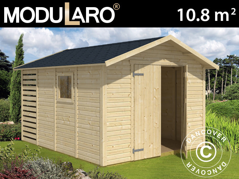 Redskapsbod i tre Lojo i tre, 3x3,64x2,57m, 10,8m², Naturlig