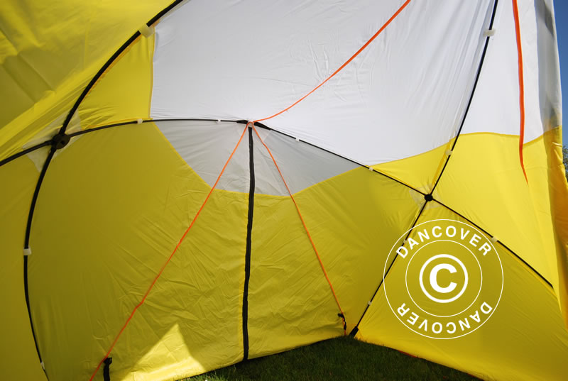 Arbeidstelt, FleXshelter Basic trekant, 1,8x1,9x2m, Flammehemmende, Gul/Hvit