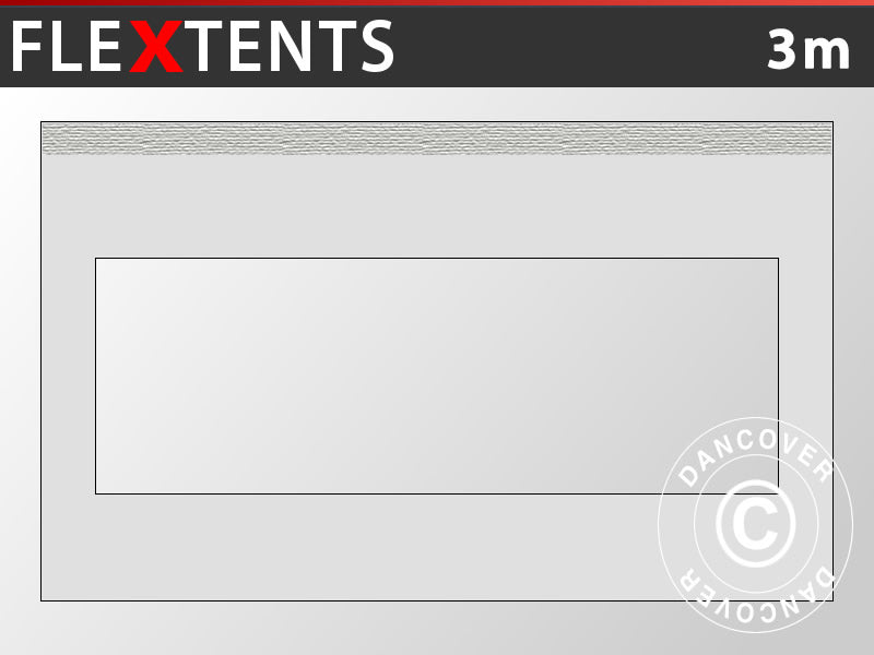 Sidevegg m/panoramavindu for FleXtents, 3m, Sølv