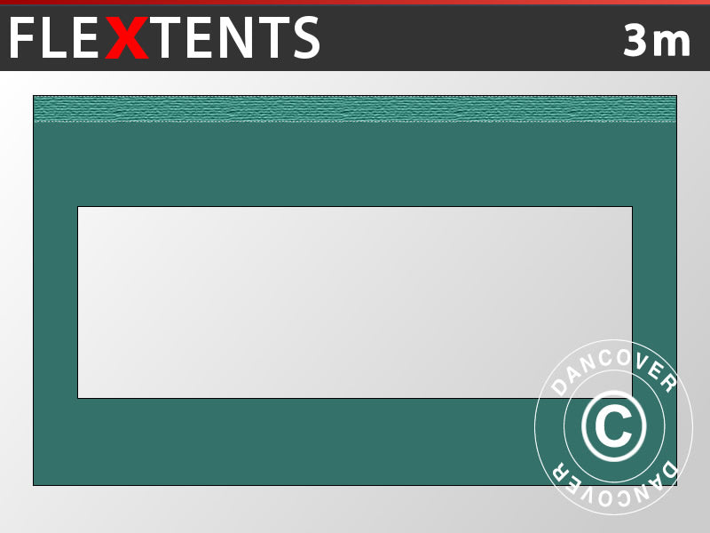 Sidevegg m/panoramavindu for FleXtents, 3m, Grønn
