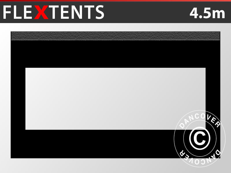 Sidevegg m/panoramavindu for FleXtents, 4,5m, Svart