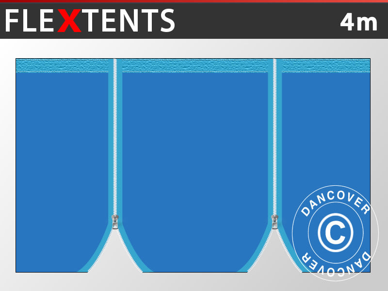 Sidevegg m/glidelås til FleXtents, 4m, Blå