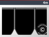 Sidevegg m/glidelås til FleXtents, 4m, Svart