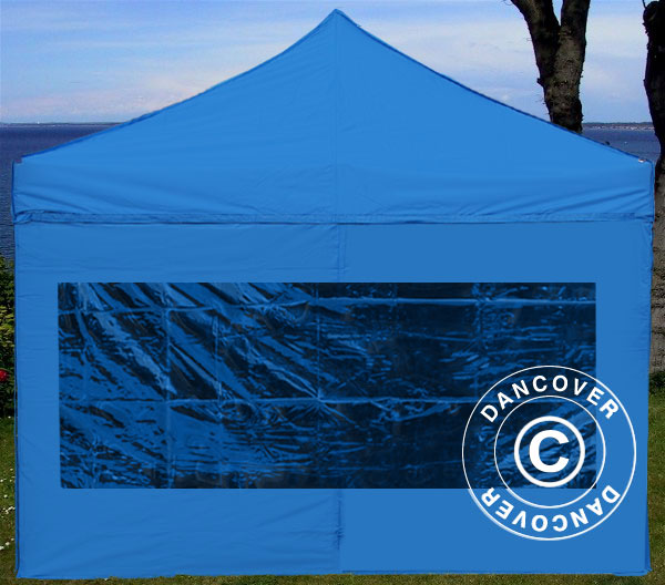 Sidevegg m/panoramavindu for FleXtents, 4m, Blå