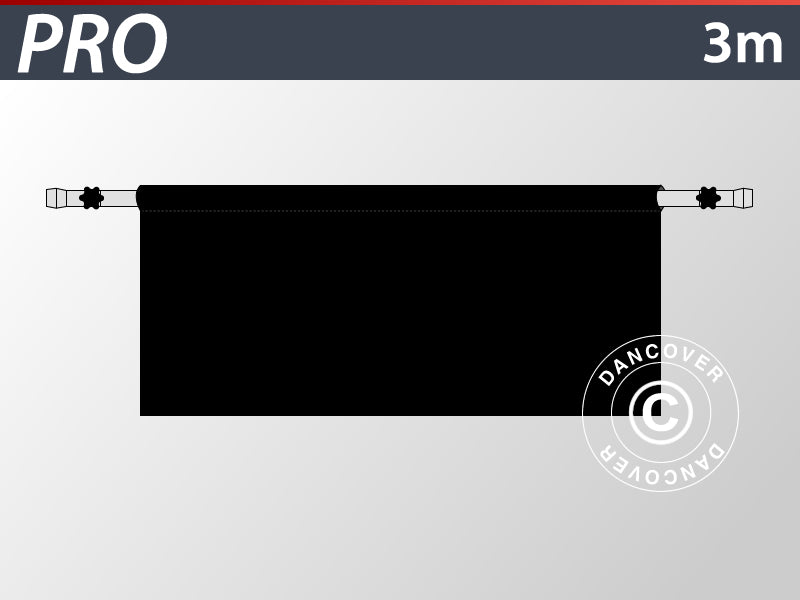 Halv sidevegg for FleXtents PRO, 3m, Svart