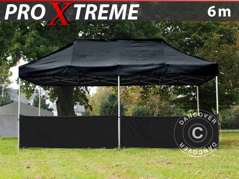 Halv sidevegg for FleXtents PRO Xtreme, 6m, Svart