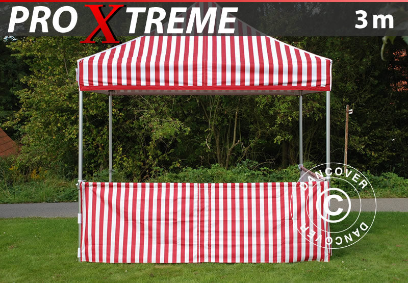Halv sidevegg for FleXtents PRO Xtreme, 3m, Stripet