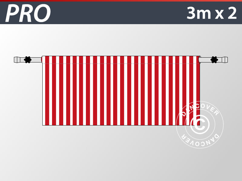 Halv sidevegg for FleXtents PRO, 6m, Stripet