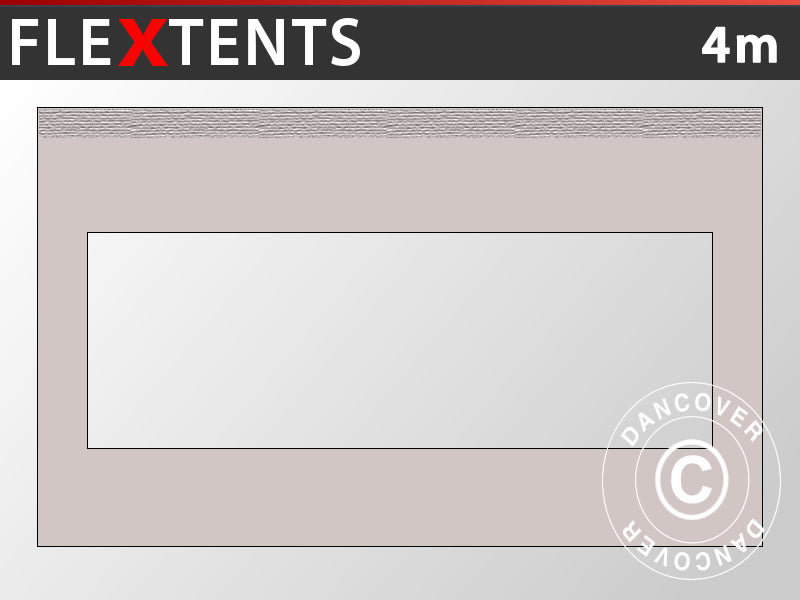 Sidevegg m/panoramavindu for FleXtents, 4m, Latte