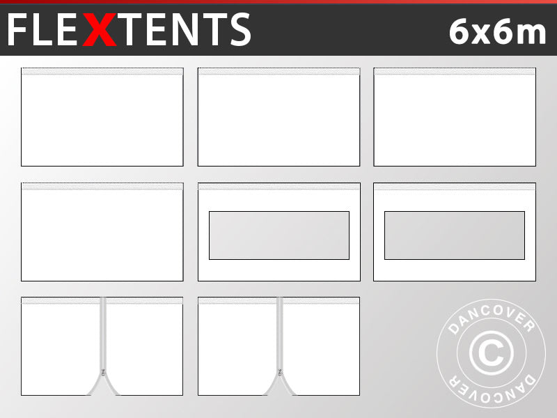 Sidevegg Sett for Quick-up telt FleXtents PRO 6x6m, Hvit