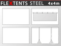 Sideveggsett til FleXtents Steel og Basic v.3 4x4m, hvit