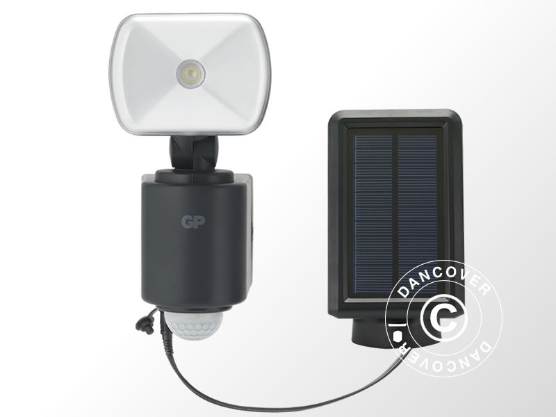 Flomlys RF3.1 LED m/solcellepanel, PIR-sensor og batteri, Svart
