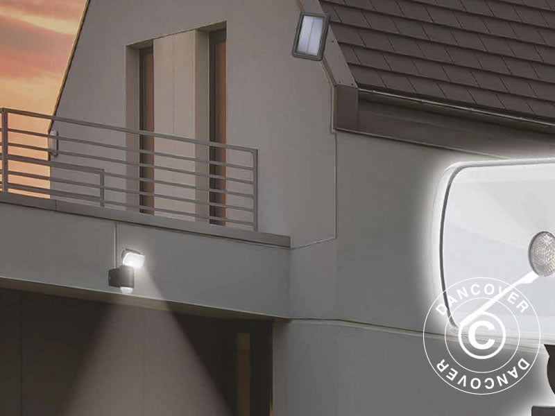 Flomlys RF3.1 LED m/solcellepanel, PIR-sensor og batteri, Svart