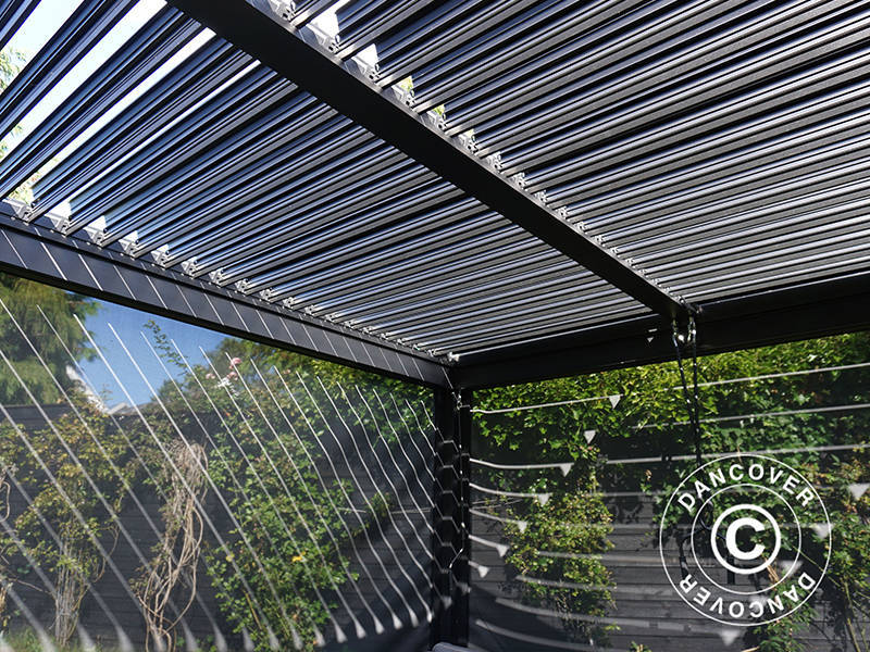 Sideveggskjerm til bioklimatisk pergola paviljongen San Pablo, 3m, Svart