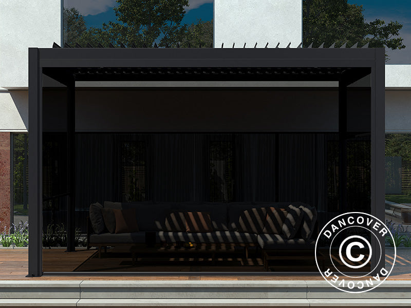 Sideveggskjerm til bioklimatisk pergola paviljongen San Pablo, 4m, svart