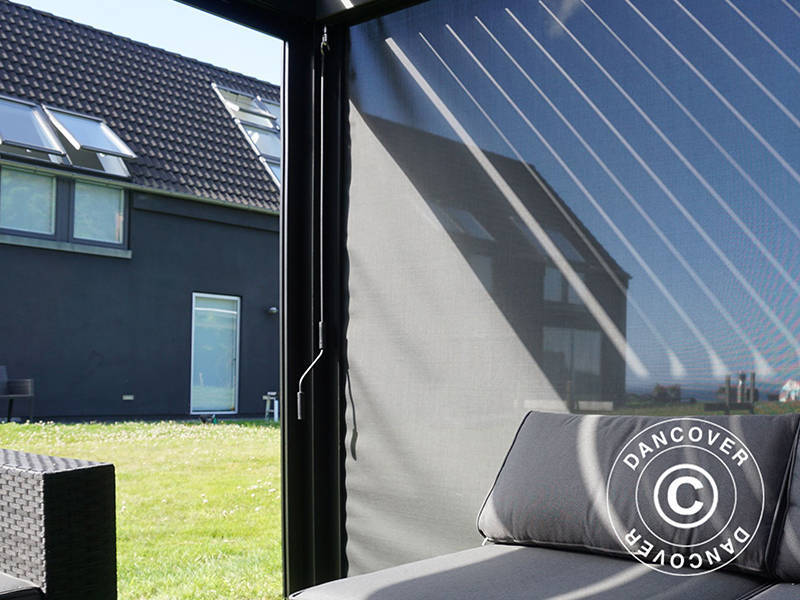 Sideveggskjerm til bioklimatisk pergola paviljongen San Pablo, 4m, svart