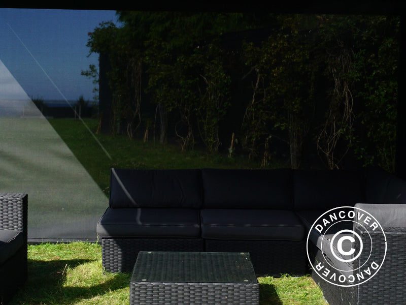 Elektrisk sideveggskjerm til bioklimatisk pergolapaviljong San Pablo, 4m, svart