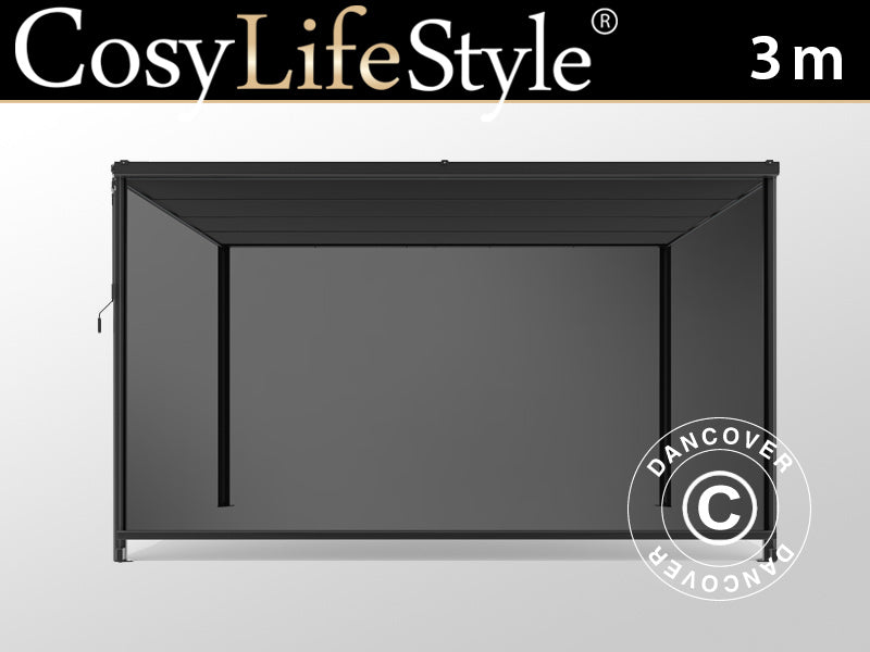 Sideveggskjerm til pergola paviljongen San Fernando, 3m,  Mørk grå