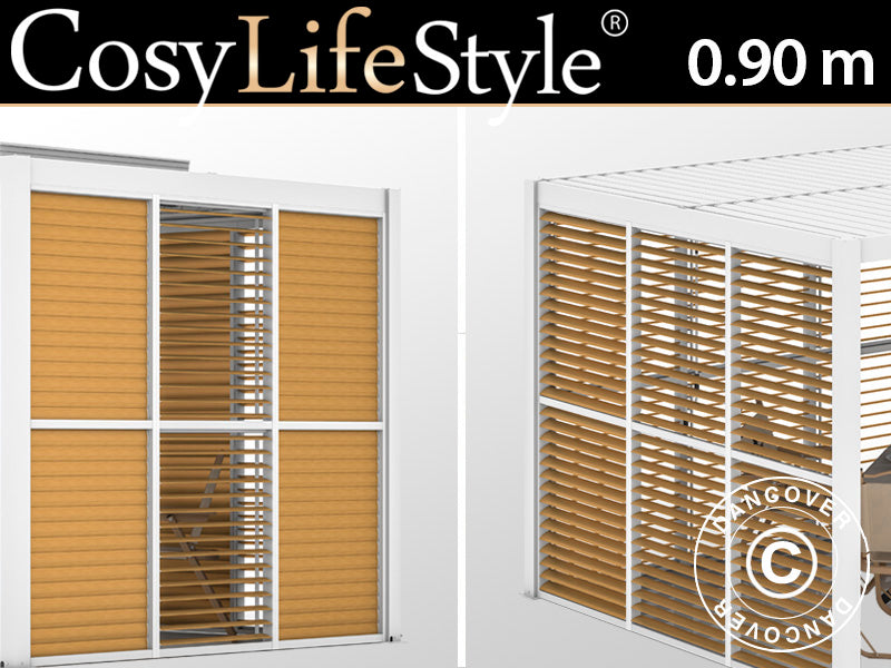 Sjalusivegg til bioklimatisk pergola paviljong San Pablo, 0,90x2,175m, Trefinish/Hvit