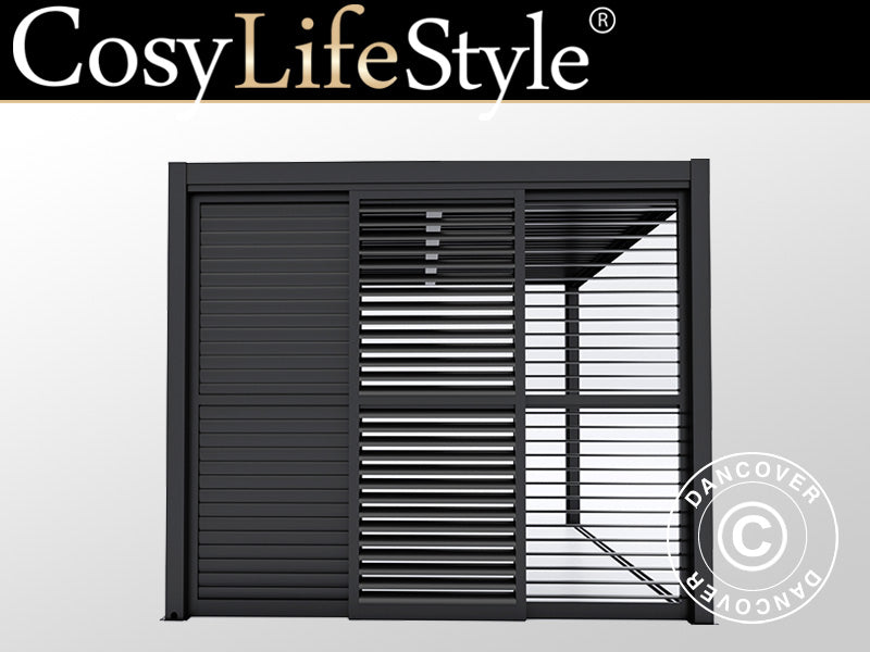Skyved&oslash;rer med lameller til pergola paviljong San Pablo 3m, 0,92x2,18m, Svart