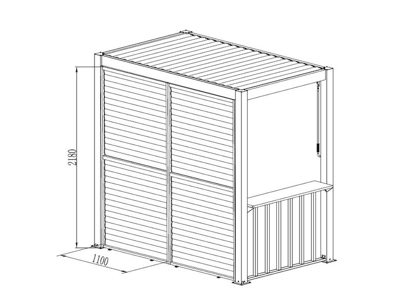Sjalusivegg til grillpergola San Juan, 1,1x2,18m, Svart/Tre-look, 1 stk.