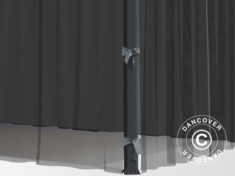 Myggnetting til paviljongen Martinique, 4 stk, Svart