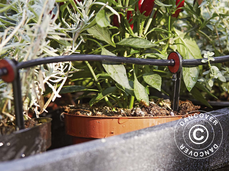 Vanningsanlegg til drivhus m/ 23m slange, Svart