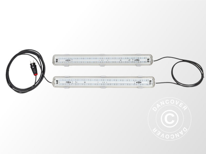 LED plantelys 0,65m, 2 lamper, Grå