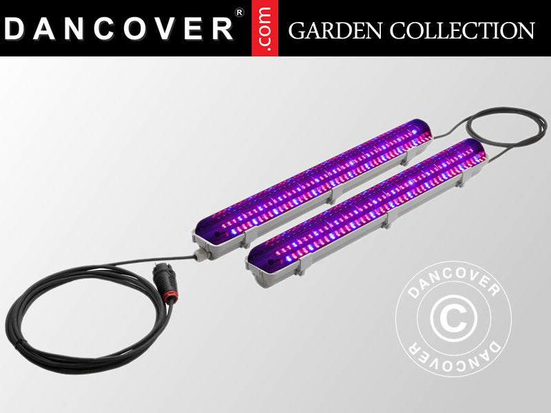 LED plantelys 0,65m, 2 lamper, Grå