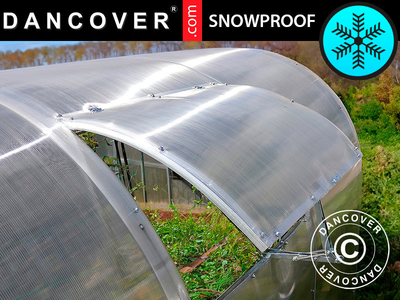 Ventilasjonsvindu m/automatisk åpner til drivhus Strong NOVA 4m bred, Sølvfarget