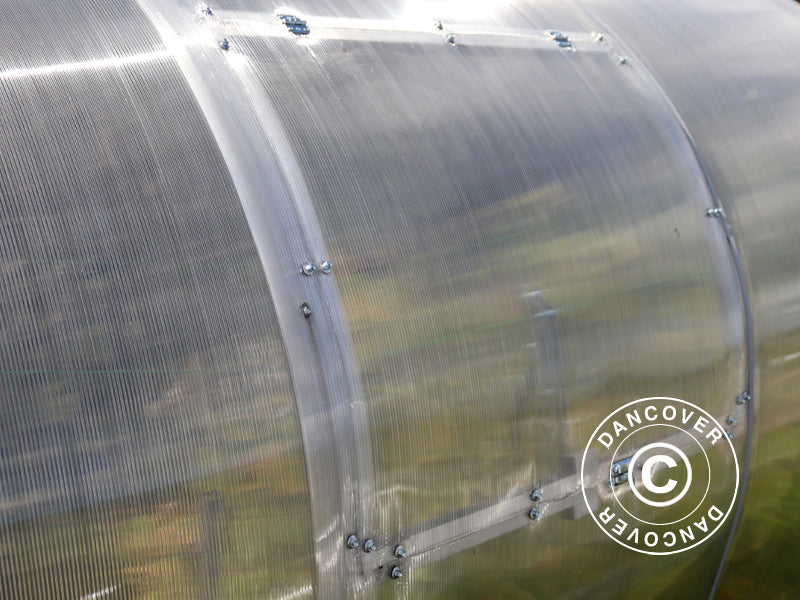 Ventilasjonsvindu m/automatisk åpner til drivhus Strong NOVA 3m bred, Sølvfarget