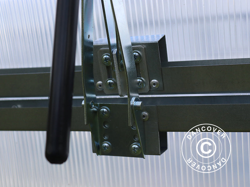 Ventilasjonsvindu m/automatisk åpner til drivhus Strong NOVA 4m bred, Sølvfarget