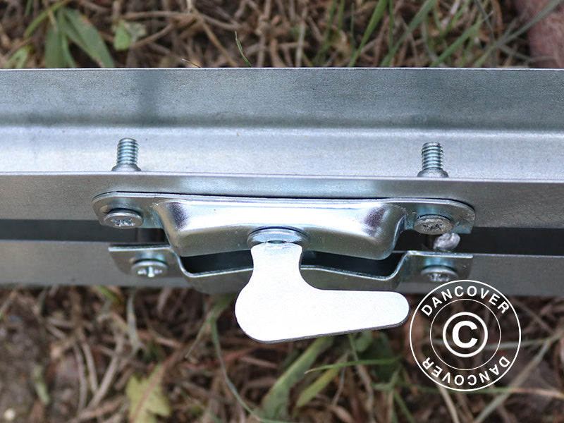 Ventilasjonsvindu m/automatisk åpner til drivhus Strong NOVA 4m bred, Sølvfarget