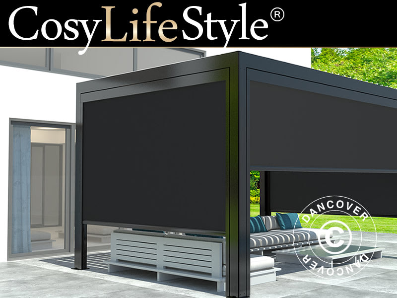 Gardiner til bioklimatisk pergola paviljong San Marino, 3m, Antrasitt