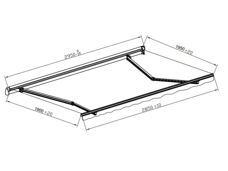 Markise m/sveiv, 2,95x2m, Grå/Grå ramme