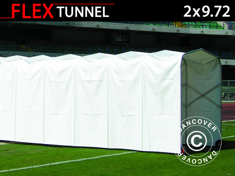 Stadiontunnel, kan sammenfoldes, 2x9,27x2,2m, Hvit
