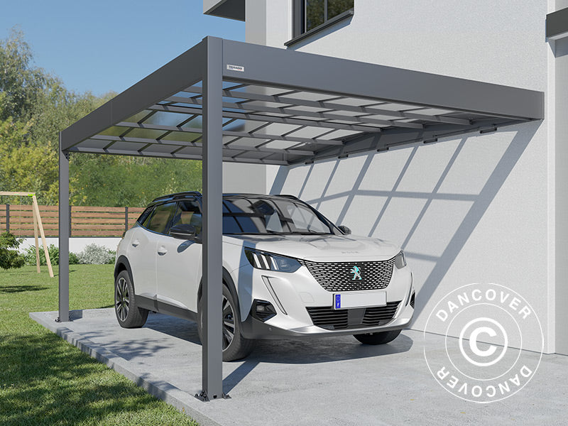 Carport mot vegg, Libeccio Wall, 3,2x5,09x2,34m, Antrasitt