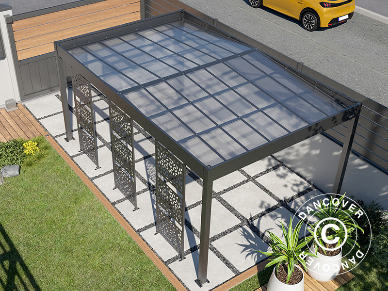 Carport, Libeccio 3 m/sidepaneler, 3,26x5,09x2,34m, Antrasitt