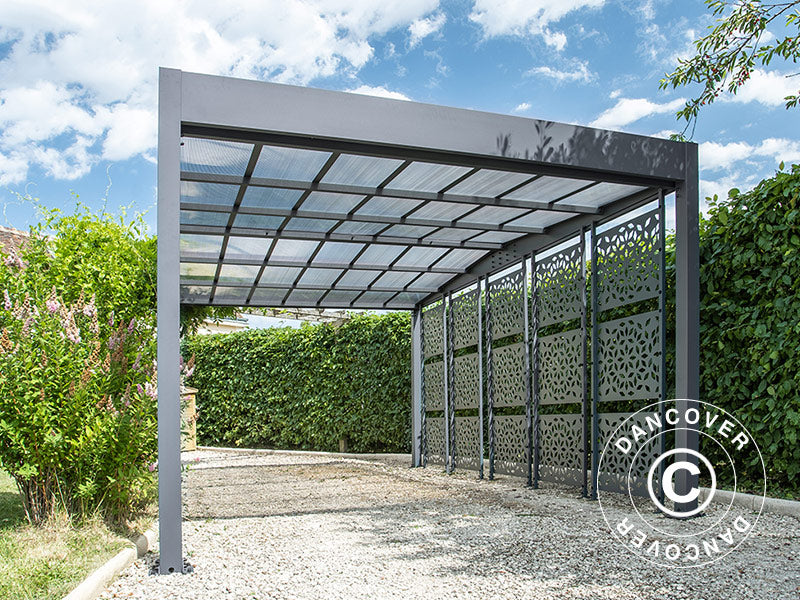 Carport, Libeccio 5 m/sidepaneler, 3,26x5,09x2,34m, Antrasitt
