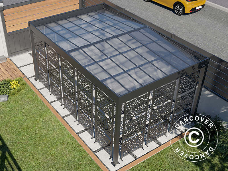 Carport, Libeccio 8 m/sidepaneler, 3,26x5,09x2,34m, Antrasitt