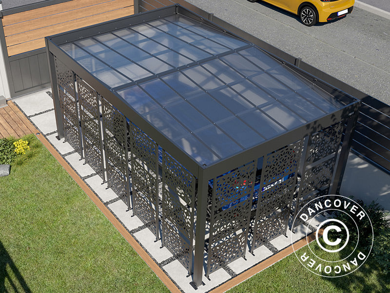Carport, Libeccio 8 m/sidepaneler, 3,26x5,09x2,34m, Antrasitt