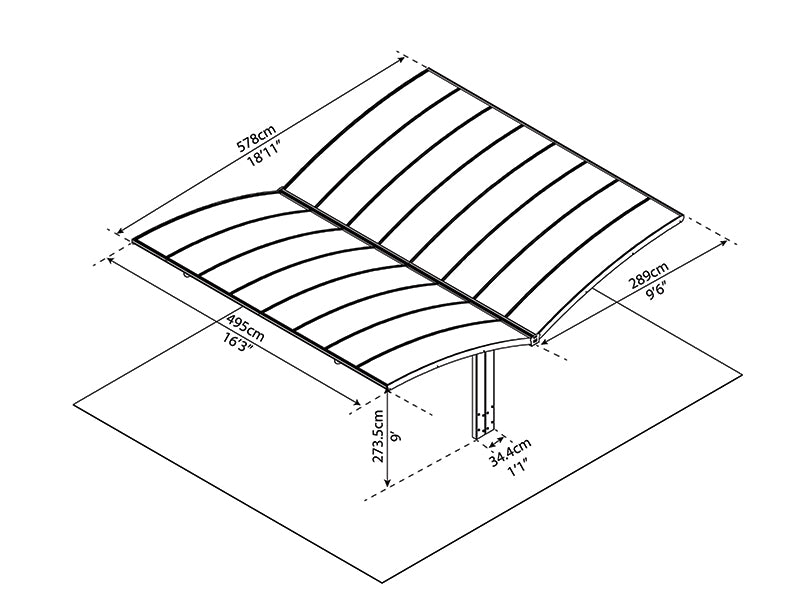 Dobbel carport Arizona, 5,78x4,95m, Palram/Canopia, Grå