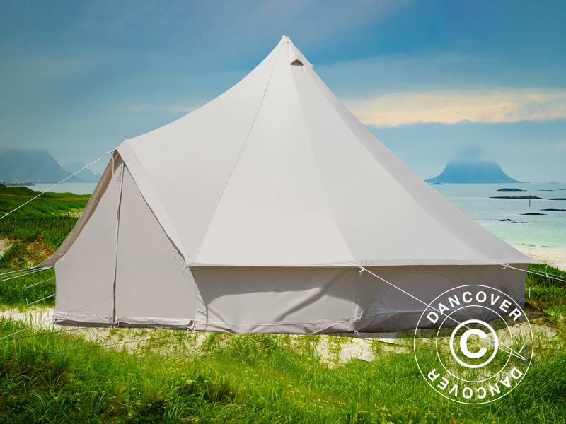 Lavvo til glamping, TentZing® 5x5m, 6 personer, Sandfarget