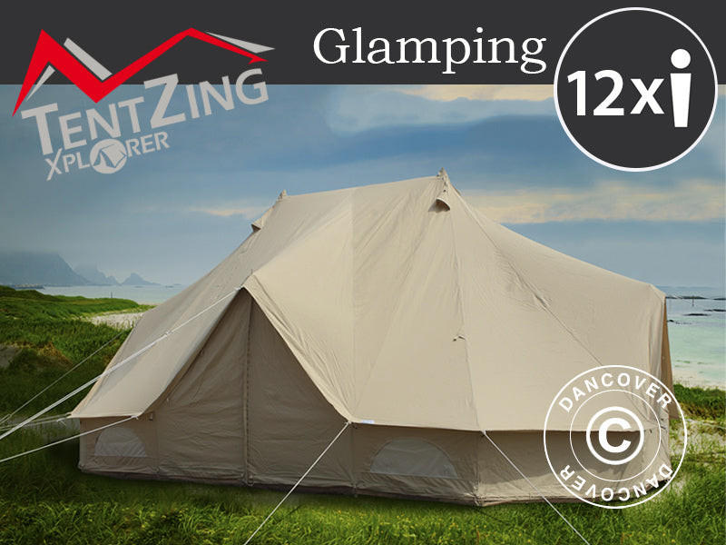 Lavvo til glamping, TentZing&reg; 4x6m, 12 personer, Sandfarget