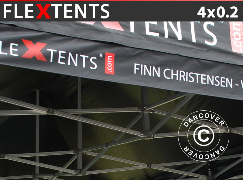 FleXtents®, Banner til quick-up telt m/trykk, 4x0,2m