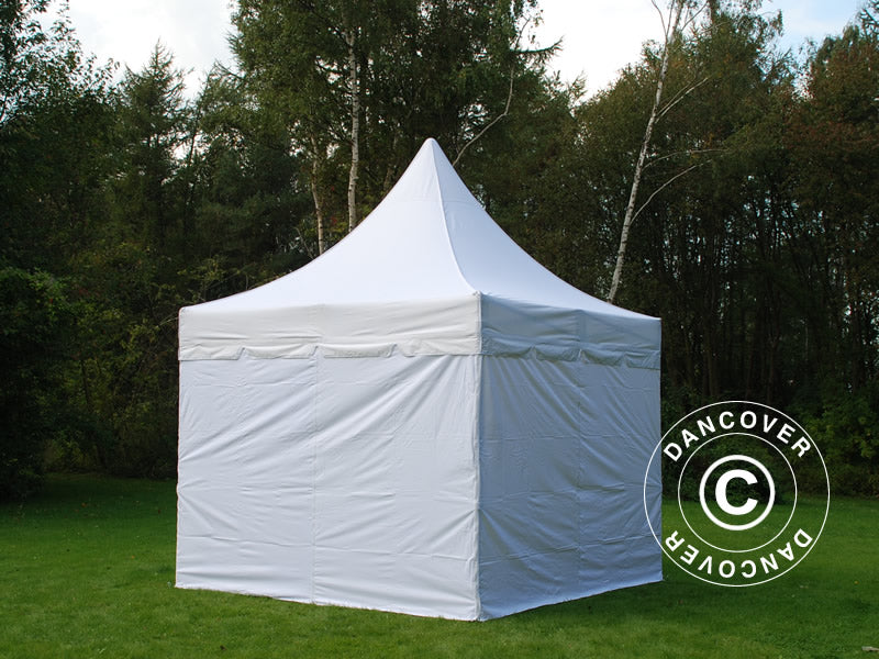 Quick-up telt FleXtents PRO Peak Pagoda 3x3m Hvit, inkl. 4 sider